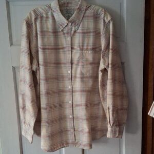 Cabin Creek Women's Plaid Button Down Shirt - Cream and Red